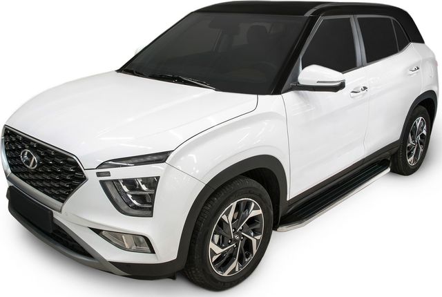 Пороги алюминиевые Rival Premium для Hyundai Creta II 2021-2026. Артикул A173ALP.2314.1