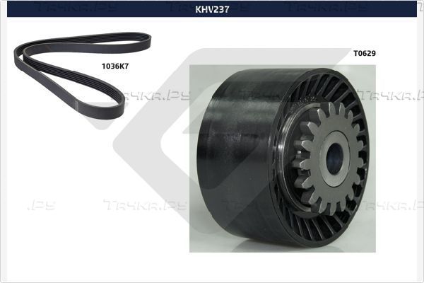Приводной ремень поликлиновой с роликами (комплект) Hutchinson для Renault Clio V 2008-2026. Артикул KHV 237