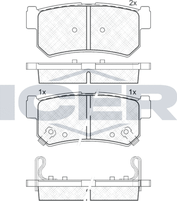 Тормозные колодки Icer задние для Daewoo Korando 2001-2001. Артикул 181646