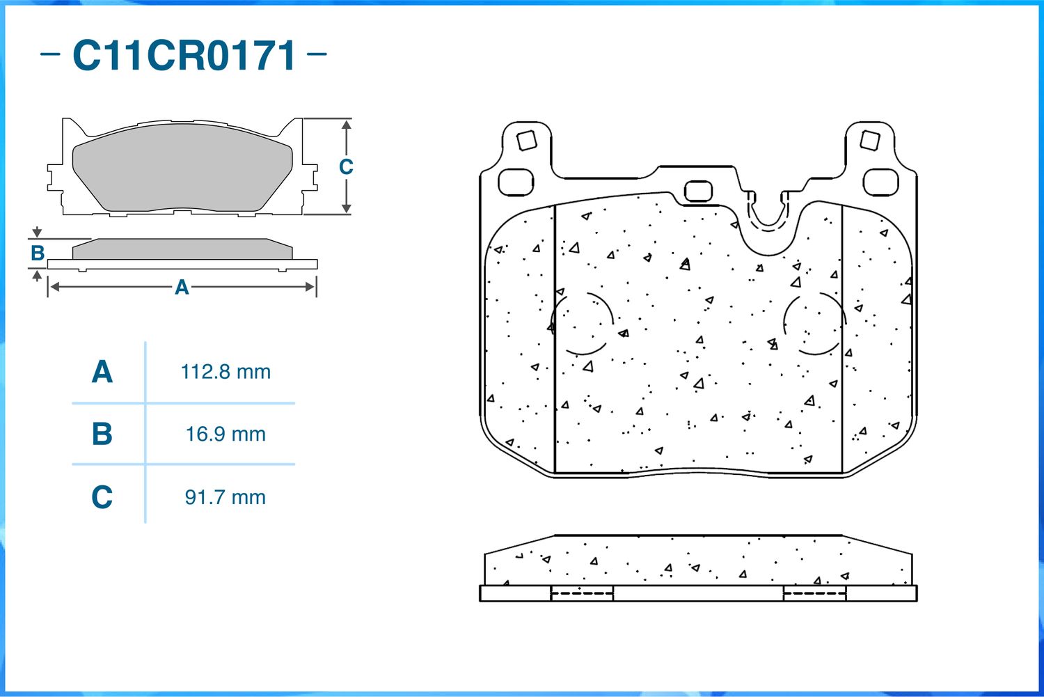 Колодки тормозные передние (Low Metallic) (Cworks). Артикул C11CR0171