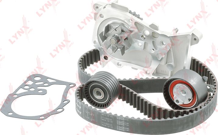 Помпа (водяной насос) с комплектом ремня ГРМ LYNXauto для Renault Kangoo II 2008-2010. Артикул PW-1039