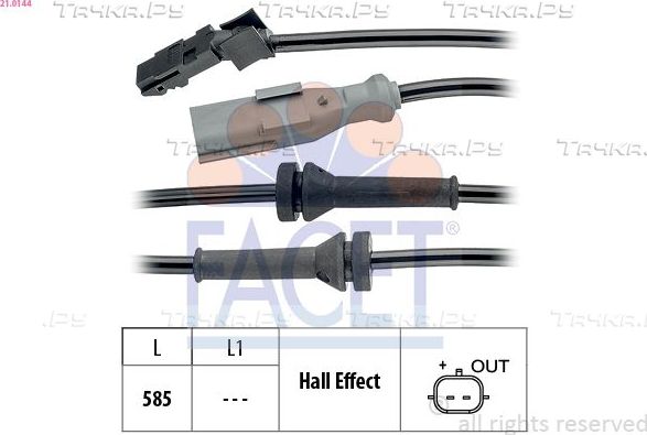 Датчик ABS Facet Made in Italy - OE Equivalent задний левый для Renault Kangoo II 2008-2026. Артикул 21.0144
