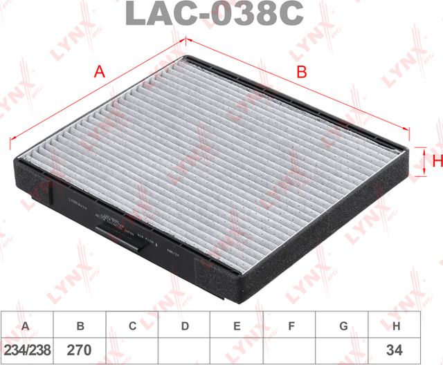 Салонный фильтр LYNXauto. Артикул LAC-038C