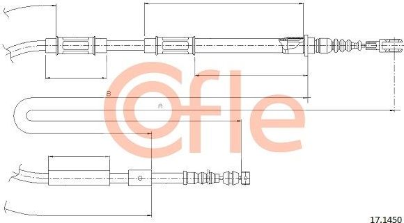 Трос ручника (тросик ручного тормоза) Cofle задний правый для Toyota Corolla E110 1997-2002. Артикул 92.17.1450