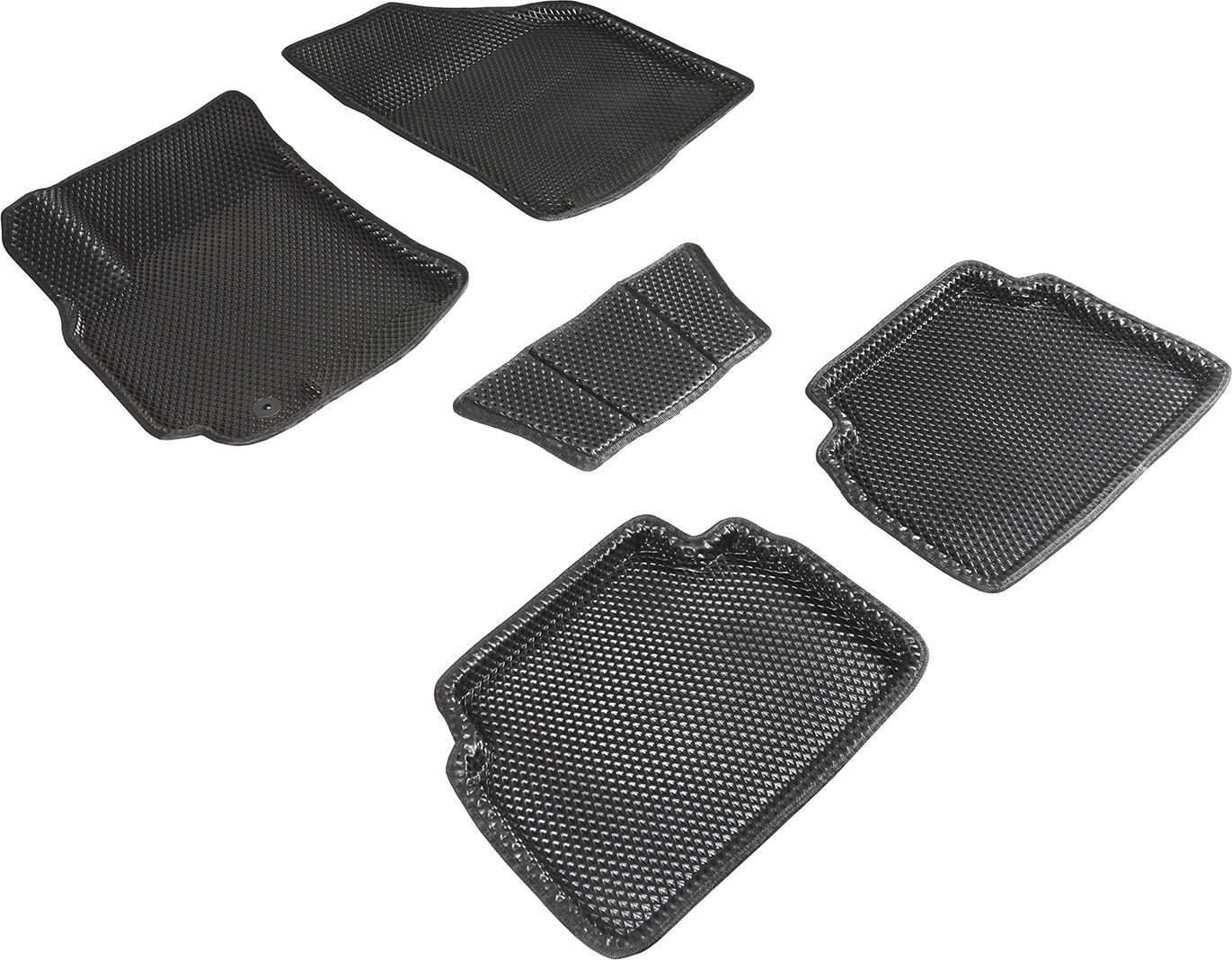Коврики Seintex 3D EVA с рисунком РОМБ для салона Chevrolet Lacetti 2004-2013 ЧЕРНЫЕ. Артикул 95238