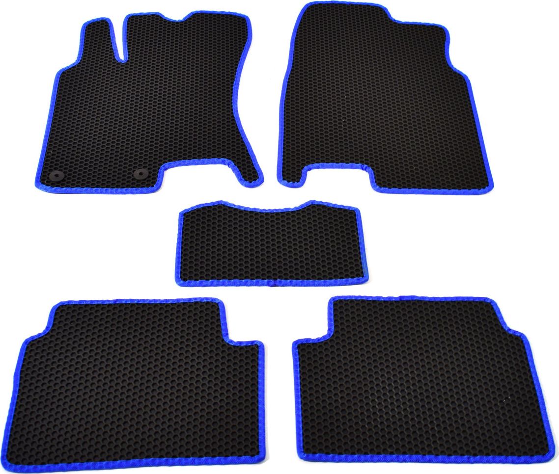 Коврики резиновые Avtodriver SOTA для салона Nissan Qashqai I (J10) 2006-2013 Черные, синий кант. Артикул EVAS.0475.03