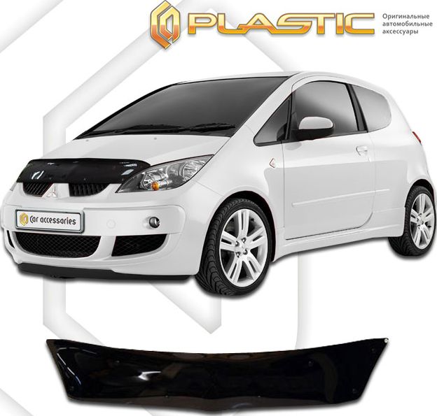 Дефлектор СА Пластик для капота (Classic черный) Mitsubishi Colt VI 2006-2012. Артикул 2010010101244
