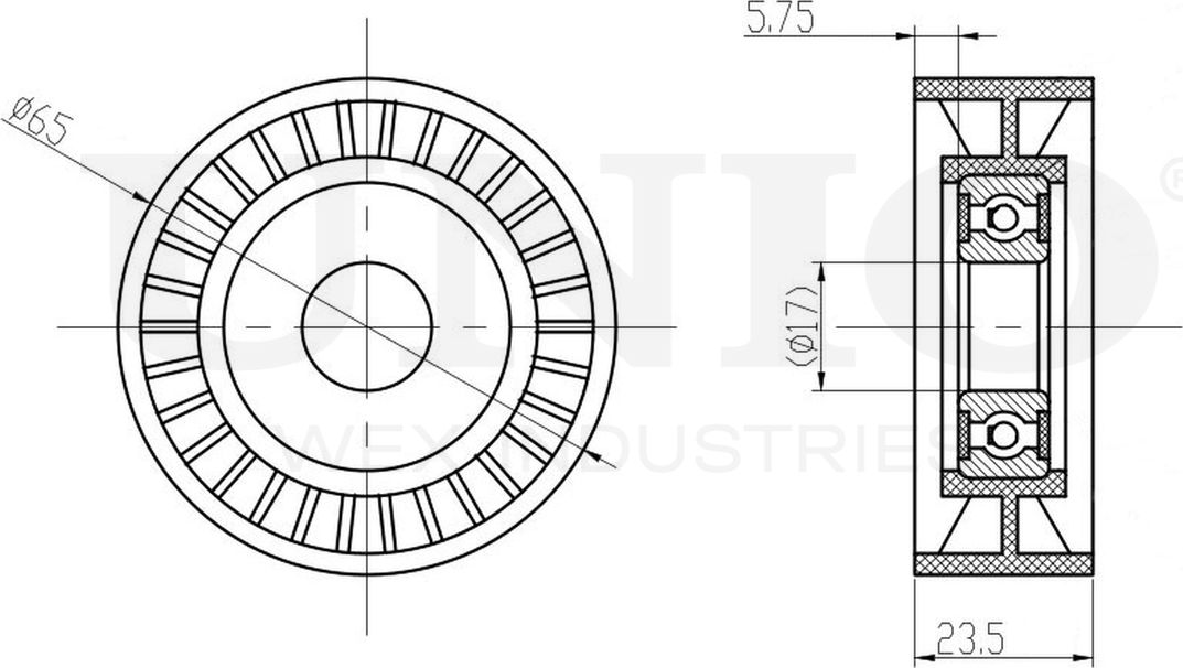 Ролик поликлинового ремня натяжной (Unio). Артикул TNS-10179