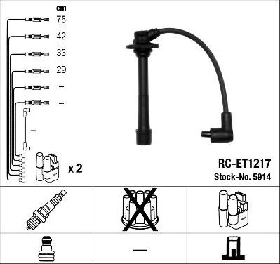 Высоковольтные провода (провода зажигания) (комплект) NGK. Артикул 5914