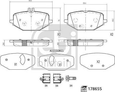 Тормозные колодки Febi Bilstein. Артикул 178655
