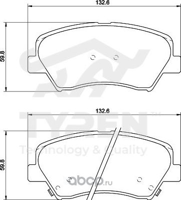 Колодки тормозные дисковые | перед | (Tyren). Артикул TYR1216141