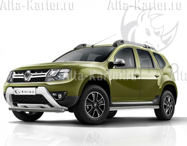 Защита порогов RusStal труба d63 (вариант 2) для Renault Duster I рестайлинг 2015-2020. Артикул RDTBR-0021802SER
