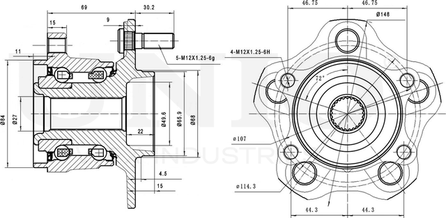 Ступица колеса с интегрированным подшипником (Unio). Артикул HUB-20068