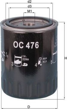 Масляный фильтр Mahle. Артикул OC 476