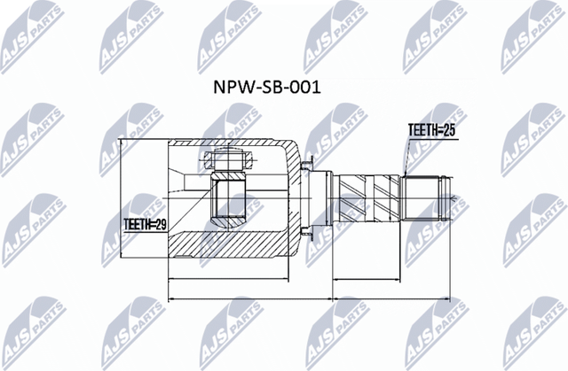 Шрус внутренний (граната) NTY. Артикул NPW-SB-001
