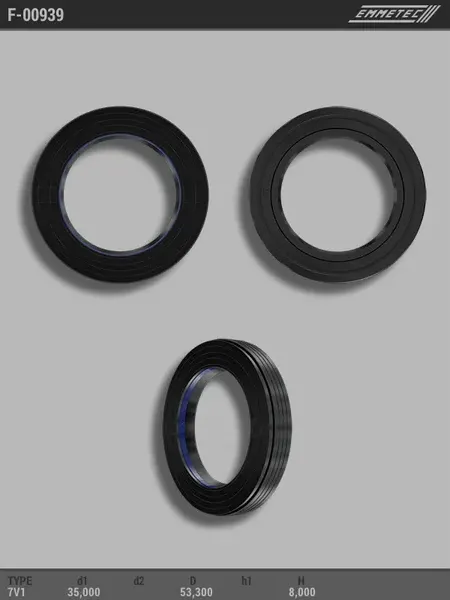 Сальник 35,00/53,30*8,00 тип 7V1 (Emmetec). Артикул F00939