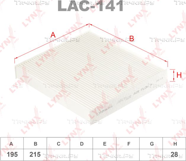 Салонный фильтр LYNXauto для Toyota bB I 2005-2005. Артикул LAC-141