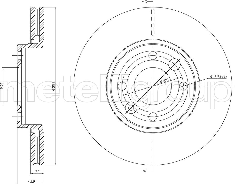 Тормозной диск Metelli. Артикул 23-1342C
