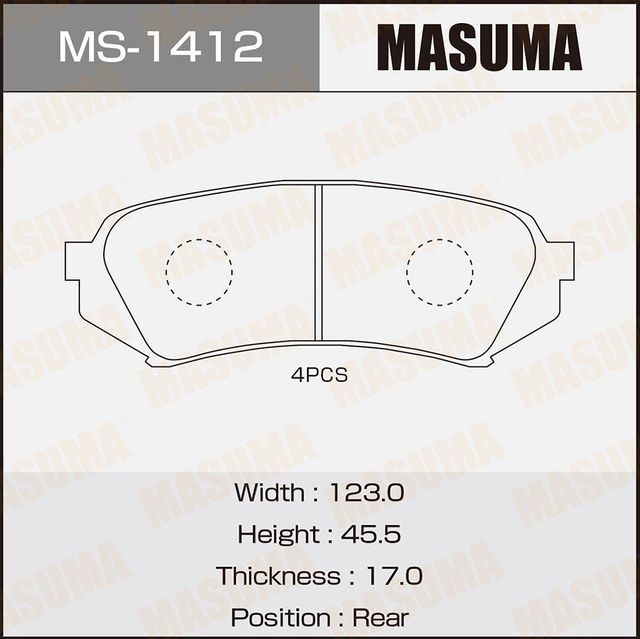 Тормозные колодки Masuma. Артикул MS-1412