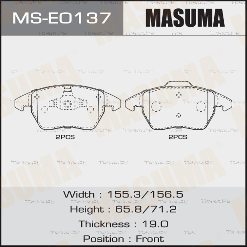 Тормозные колодки Masuma передние для Citroen C4 I 2004-2011. Артикул MS-E0137