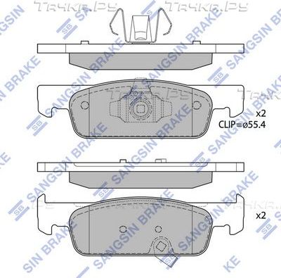 Тормозные колодки Sangsin Hi-Q передние для Smart Fortwo III (C453, A453) 2014-2026. Артикул SP4136