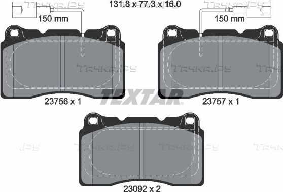 Тормозные колодки Textar передние для Alfa Romeo Giulietta III 2012-2026. Артикул 2375603
