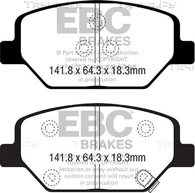 Тормозные колодки EBC Brakes передние для Opel Insignia I 2008-2017. Артикул DP22351