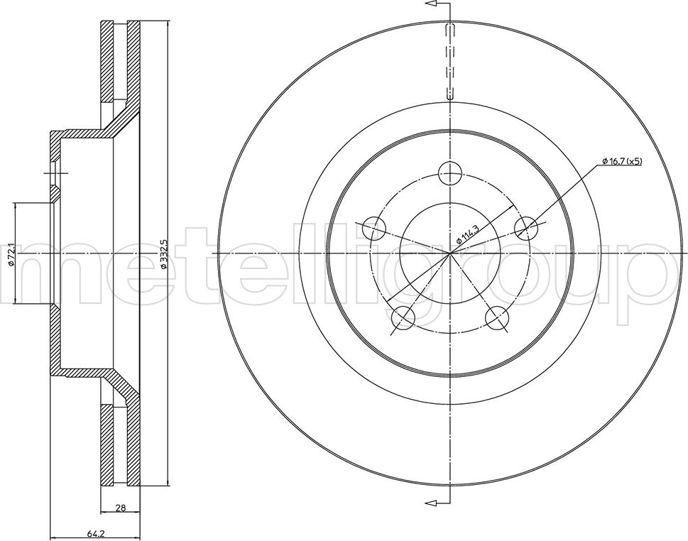Тормозной диск Metelli. Артикул 23-1593C