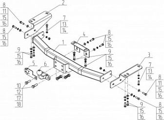 Фаркоп AvtoS для Toyota Land Cruiser Prado 120 2002-2009 (без шара в комплекте). Артикул TY 50B