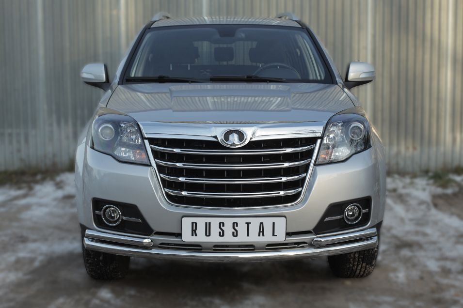 Защита RusStal переднего бампера d63(дуга) d42х2 (дуга) для Great Wall Hover H3 2014-2026. Артикул GWH3Z-0019381