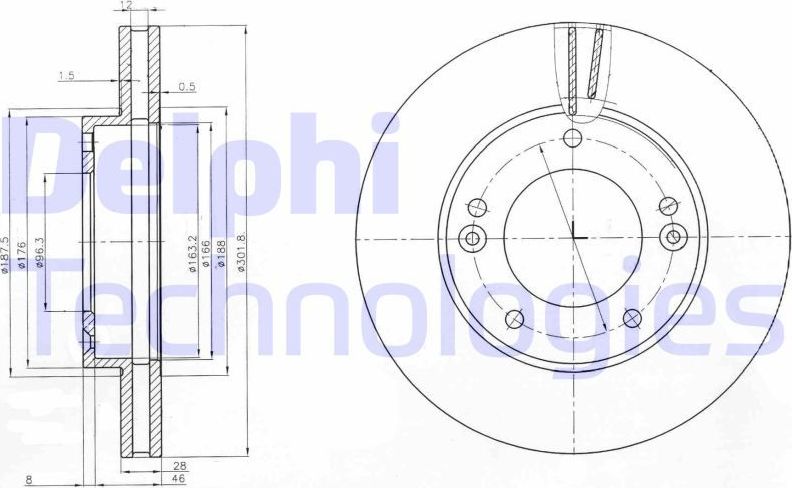 Тормозной диск Delphi. Артикул BG3858