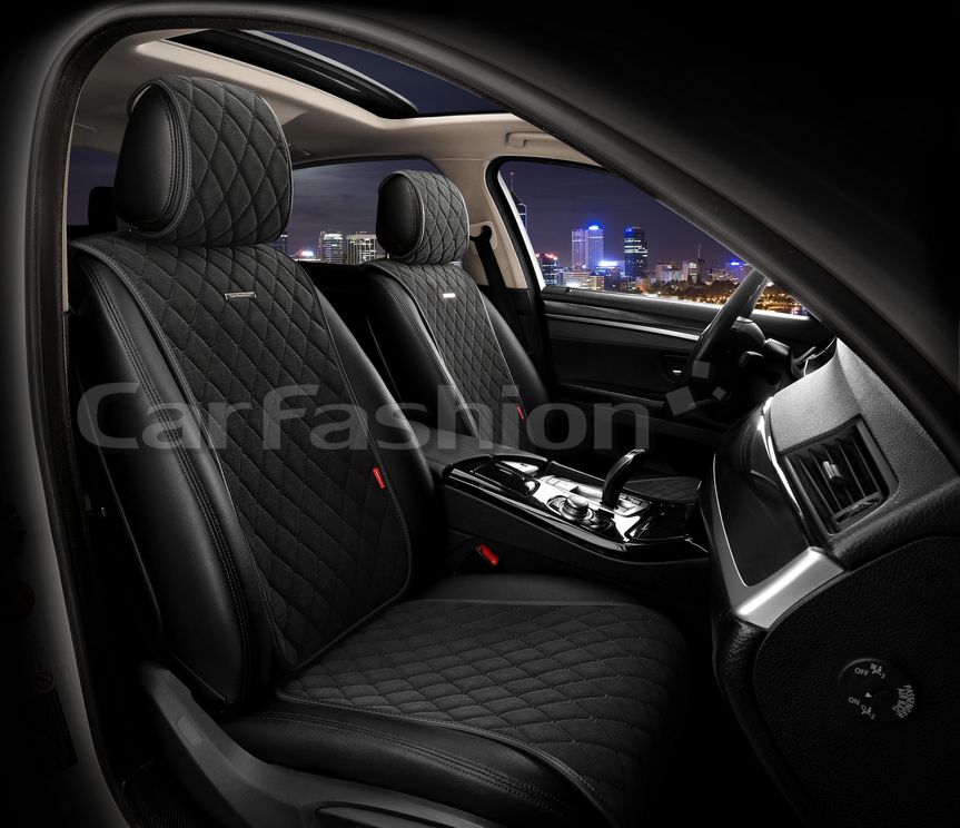 Накидки универсальные CarFashion Bullet Front на передние сидения авто, цвет Черный/Черный/Черный. Артикул 26181
