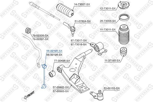 Стойка (тяга) стабилизатора Stellox. Артикул 56-00195-SX