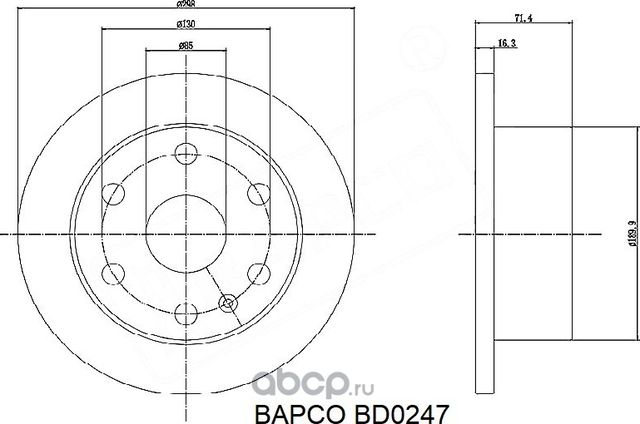 Диск тормозной задний BD0247, (Bapco). Артикул BD0247