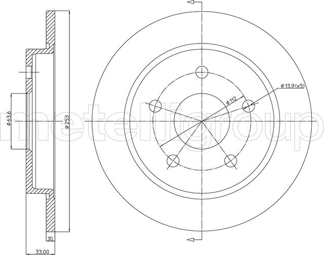 Тормозной диск Metelli задний для Ford Scorpio I 1985-1994. Артикул 23-0121