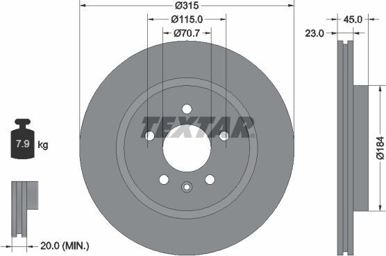 Тормозной диск Textar Pro для Opel Zafira C 2011-2019. Артикул 92239803