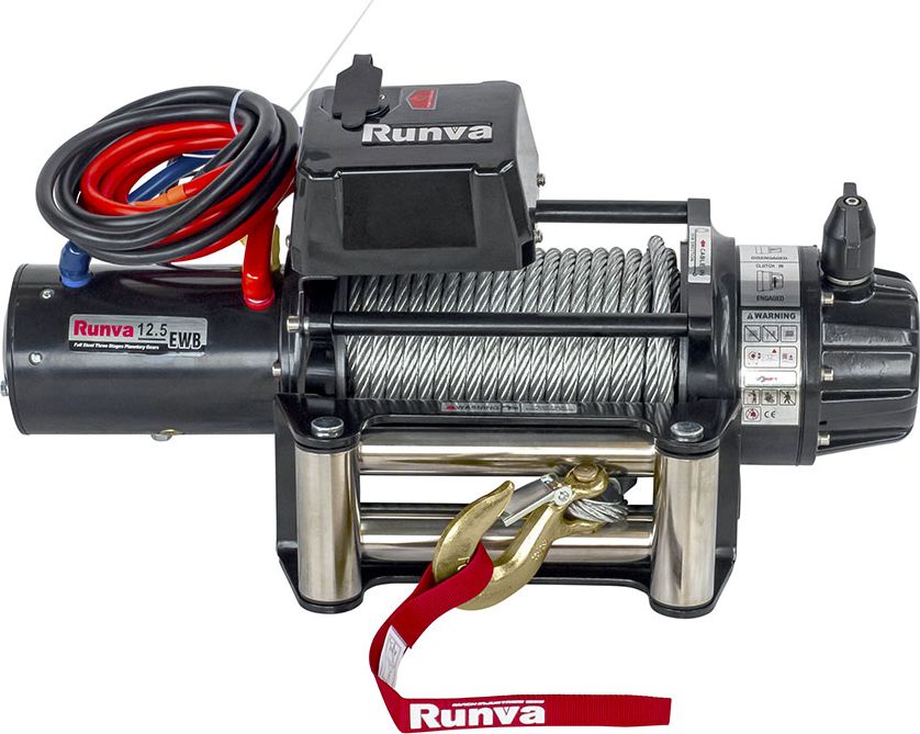 Лебёдка электрическая 12V Runva 12500 lbs 5670 кг (влагозащищенная). Артикул EWB12500S