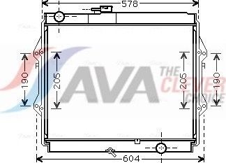 Радиатор охлаждения двигателя AVA ** CLEVER FIT ** для Toyota Hilux VI 2001-2005. Артикул TOA2642