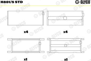 Вкладыши коренные Glyco для Mercedes-Benz W111, W112 1968-1971. Артикул H801/5 STD