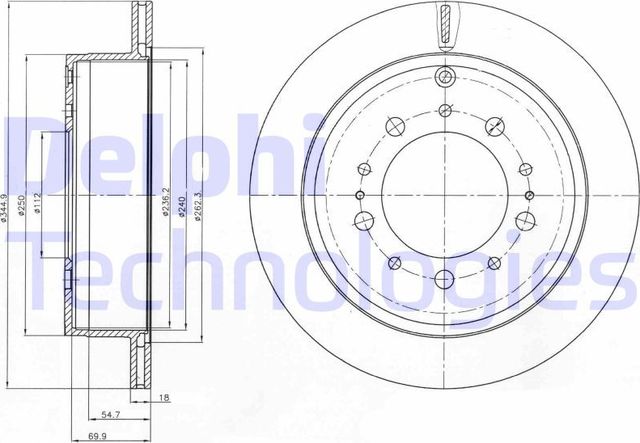 Тормозной диск Delphi задний для Lexus LX 570 2007-2026. Артикул BG4275