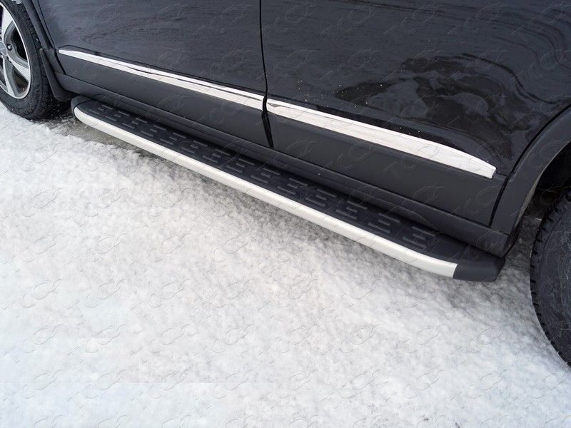 Пороги алюминиевые ТСС с пластиковой накладкой 1720 мм для Haval H6 2015-2026. Артикул HAVH615-19AL