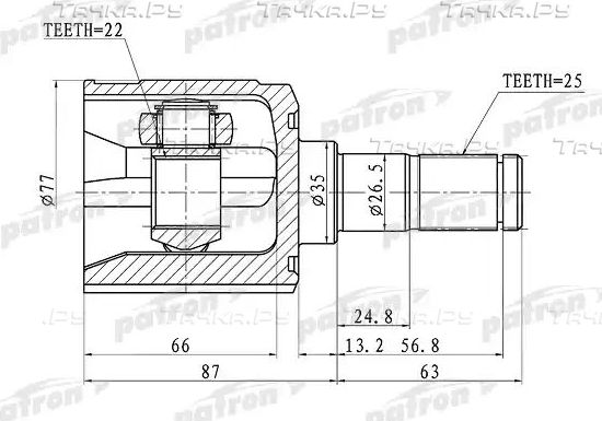 Шрус внутренний (граната) Patron. Артикул PCV1003
