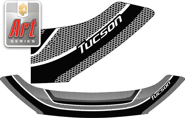 Дефлектор СА Пластик для капота (Серия "Art" серебро) Hyundai Tucson III 2015-2021. Артикул 2010012711724