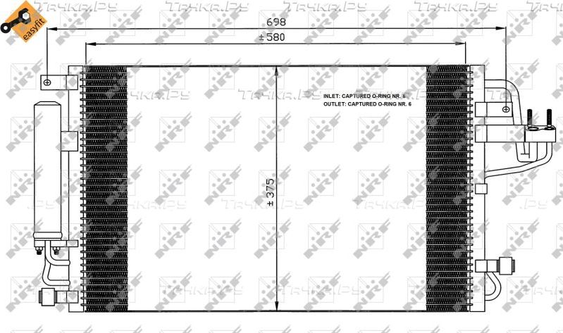 Радиатор кондиционера (конденсатор) NRF (алюминий). Артикул 35600