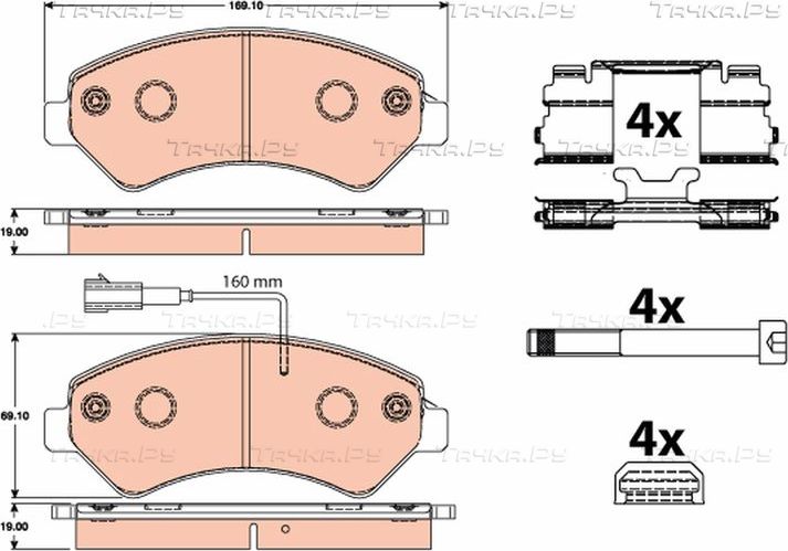 Тормозные колодки TRW передние для Citroen Jumper II 2006-2026. Артикул GDB2072