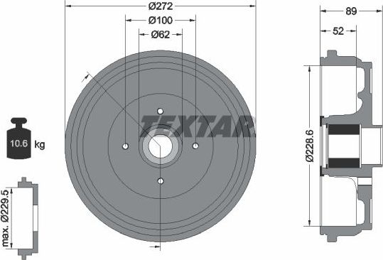 Тормозной барабан Textar. Артикул 94038900