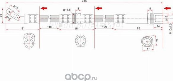 ШЛАНГ ТОРМОЗНОЙ ПЕРЕДНИЙ (ТАИЛАНД) TOYOTA DYNA 150/TOYOACE G15 95-01/HIACE 86-01 LH=RH ПРОМЕЖУТ. (SAT). Артикул ST9094702522 