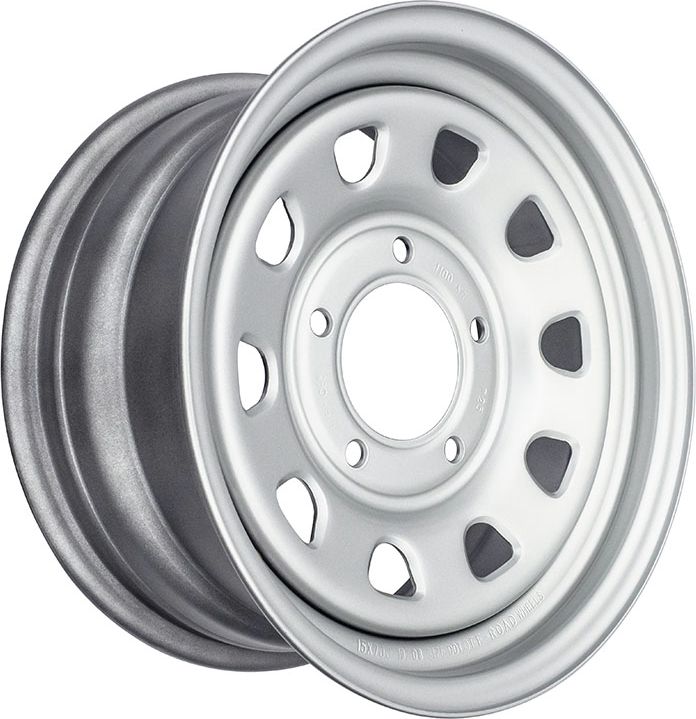 Колёсный диск OFF-ROAD Wheels усиленный стальной серебристый 5x139,7 7xR15 d98.5 ET+25 для Chevrolet Niva 2002-2026 (треугольник). Артикул 1570-539985S+25A07X