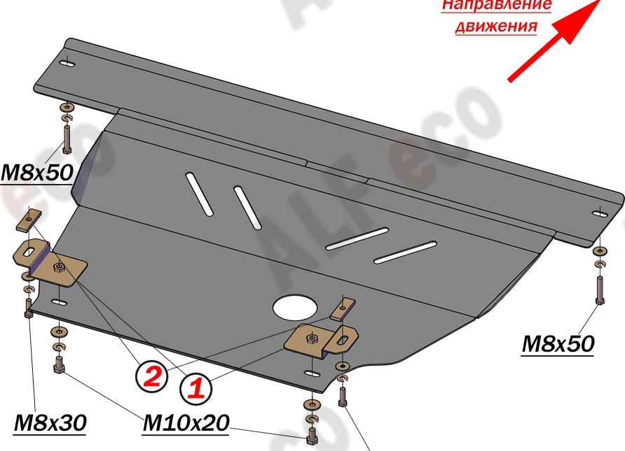 Защита алюминиевая Alfeco для картера и КПП Renault Laguna I 1993-2001. Артикул ALF.18.55al