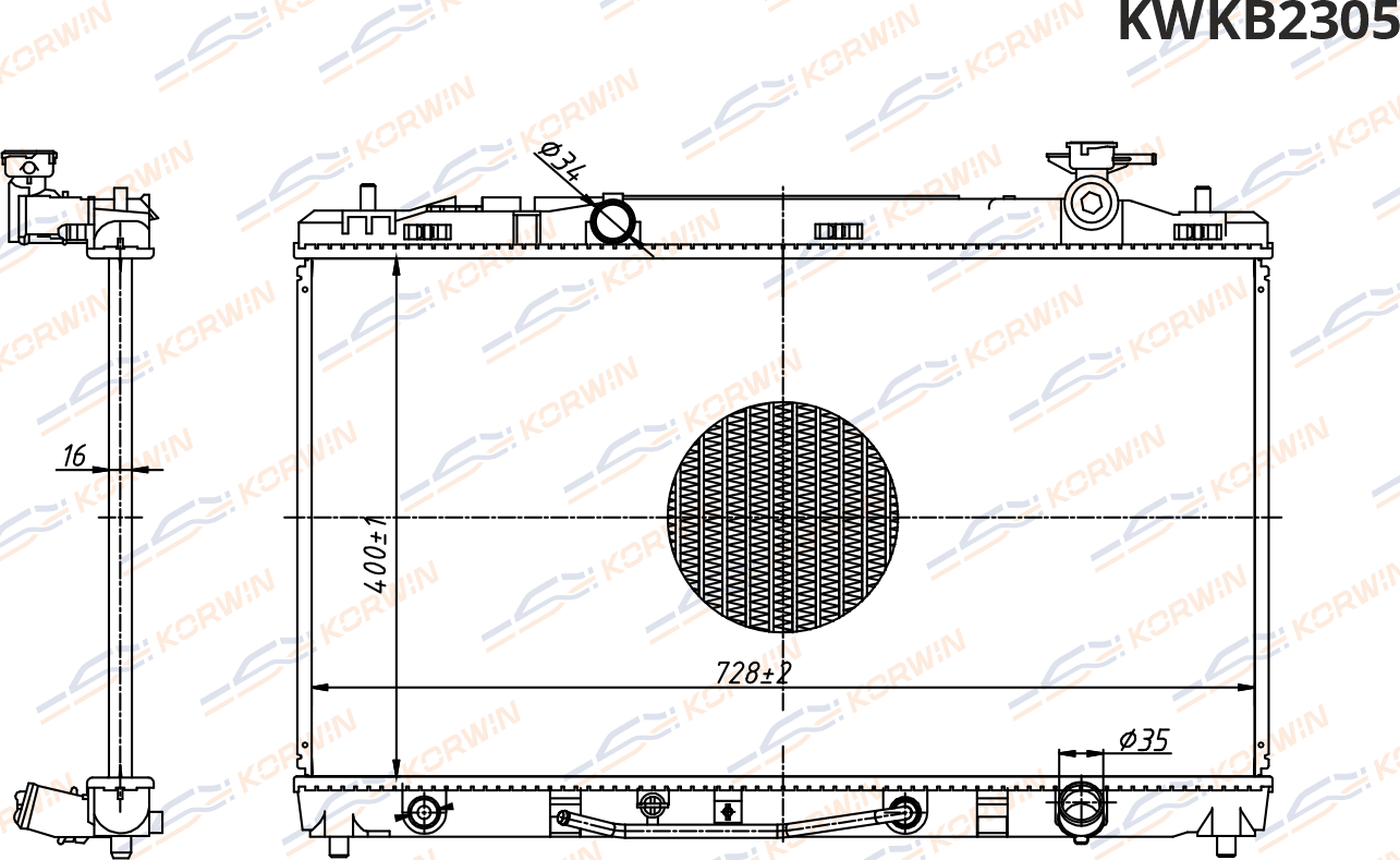 Радиатор охлаждения Toyota Camry XV40 2.4 (06-11) AT (гарантия 2 года) (Korwin). Артикул KWKB2305